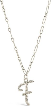 Sterling Forever Textured Initial Charm Pendant Necklace