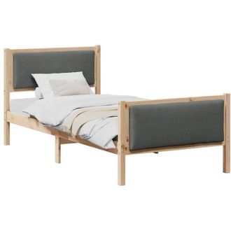 vidaXL Estructura De Cama Con Cabecera Gris Oscuro 100 X 200 Cm Tela Vidaxl