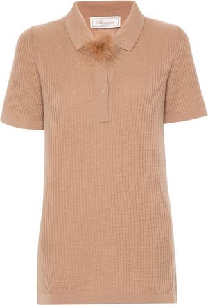 Blumarine virgin wool top - women - Turkey Feather/Virgin Wool - M - Brown