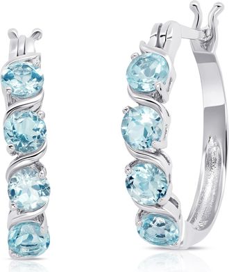 MAX + STONE Sterling Silver Round Gemstone Statement Hoop Earrings