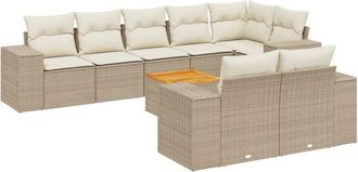 vidaXL Set De Sof&aacute;s De Jard&iacute;n 9 Pzas Con Cojines Rat&aacute;n Sint&eacute;tico Beige Vidaxl