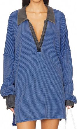 Free People Travis Polo Top In Dutch Blue