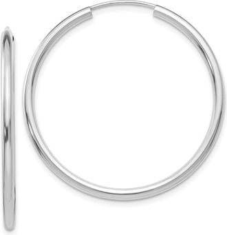 Diamond2Deal 10k White Gold Round Endless Hoop Earrings 1.65g
