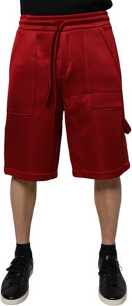 Dolce & Gabbana Maroon Viscose Nylon Mid Waist Bermuda Mens Shorts (Pre-Owned)