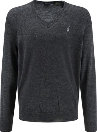 Polo Ralph Lauren Pullover met lange mouwen - Heren - V-hals truien - Zwart - M - Leer - Truien & Vesten