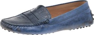 Tod's Tods Blue Karung Gommino Slip On Loafers