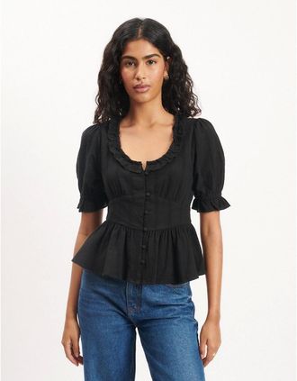 Nobody's Child Womens Blouse Plain - Black - Size: 14