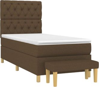 vidaXL Vidaxl - Cama Box Spring Con Colch&oacute;n Tela Marr&oacute;n Oscuro 80x200 Cm