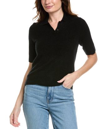 Vince Soft Boucle Silk & Cashmere-Blend Polo Shirt