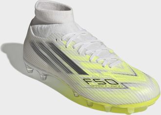 adidas Fussballschuh ADIDAS PERFORMANCE F50 SPARKFUSION LEAGUE MID CUT FG/AG, Damen, Gr. 38,5, cloud wei&szlig;, iron metallic, hi, res gelb, Synthetik, Textil, Sc