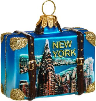 The Whitehurst Company NYC Suitcase Glass Ornament in Blue Multi at Nordstrom