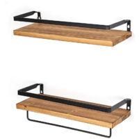 OEM Estanter&iacute;a De Pared Zvd, Juego De 2, Toallero, Color Pino - Crezuo