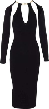 Elisabetta Franchi Abito scollato manica lunga - Dames - Casual kleedjes - Zwart - L - Kleedjes