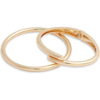 Open Edit Set of 2 Bangle & Hinged Bypass Bracelets in Gold at Nordstrom