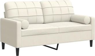 vidaXL Sofá de 2 plazas con cojines terciopelo color crema 140 cm Vidaxl