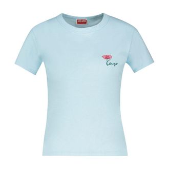 Kenzo Womens Gots Tulip T-Shirt Blue Cotton