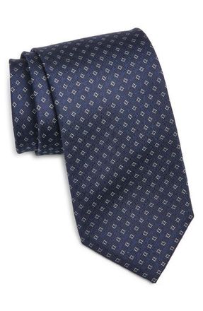 Canali Neat Silk Tie in Navy at Nordstrom