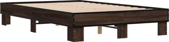 vidaXL Vidaxl - Estructura Cama Madera Ingenier&iacute;a Metal Marr&oacute;n Roble 140x190 Cm