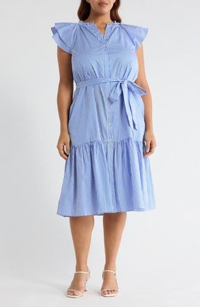 Sugarlips Sherah Stripe Midi Dress in Blue-Wht-Stripe at Nordstrom, Size 2X