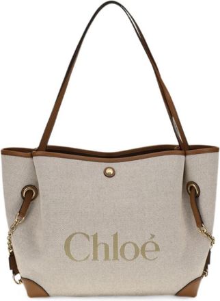 Chlo&eacute; Beige/Clay Brown Clover Large Tote