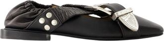 Toga Archives Zwarte Leren Ballerina - Dames - Ballerinas - Zwart - 36 EU - Leer - Schoenen