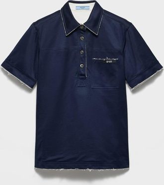 Prada Short Sleeves Polo Shirt In Scottish Thread