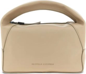 Brunello Cucinelli Borsa tote Duo piccola in pelle con manico curvo - Toni neutri