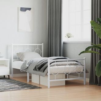 vidaXL Estructura Cama Sin Colch&oacute;n Con Estribo Metal Blanco 90x190 Cm Vidaxl