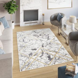 Tapiso Alfombra de polipropileno en oro y antracita 160x220 cm