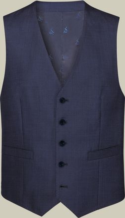 CHARLES TYRWHITT Ultimate Performance End-On-End Suit Waistcoat - Indigo Blue Size w36 by Charles Tyrwhitt