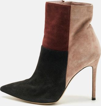 Gianvito Rossi Tricolor Suede Colorblock Zip Ankle Length Boots