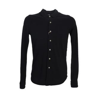 Original Vintage Zwarte Katoenen Poloshirt - Heren - Casual Overhemden - Zwart - M - Katoen - Overhemden