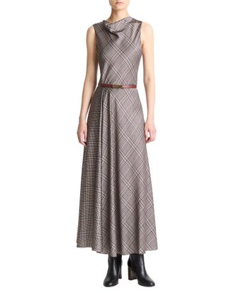 Vince Pressed Plaid Cowl Neck Dress