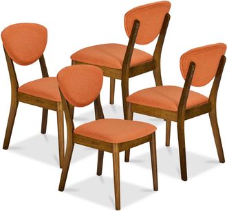 Best Choice Products Set of 4 Wooden Dining Chairs, Wood Modern Farmhouse Upholstered Chairs