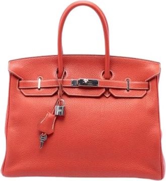 Herm&egrave;s Pre-owned Birkin 35 - Dames - Vintage Handtas - Oranje - ONE Size - Leer - Vintage