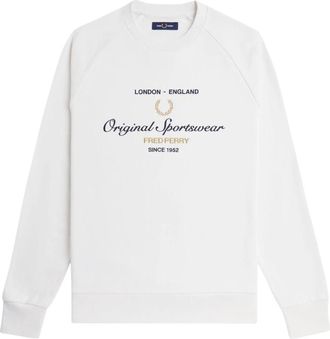 Fred Perry Original Sportswear Sweatshirt - Heren - Sweatshirts - Wit - 2XL - Katoen - Hoodies & sweatvesten
