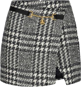 Elisabetta Franchi laminated tweed wraparound skirt - women - Wool/Polyester/Acetate/Virgin Wool - 42 - Black