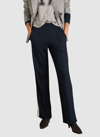 Baukjen Tippi 2.0 Side-Stripe Trousers in Classic Navy & Soft White at Nordstrom, Size 14
