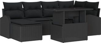 vidaXL Vidaxl - Garden Sofa Set 7 pcs Black Poly rattan, powder-coated steel