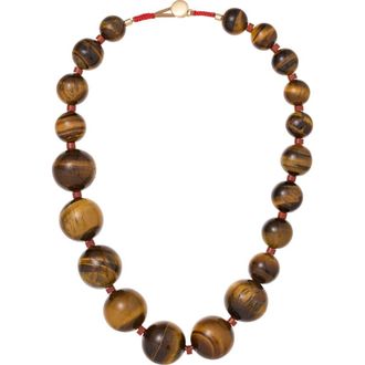 Roxanne Assoulin The Very Big Bead Stone Necklace in Tigers Eye/Lapis at Nordstrom
