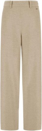Herno Beige Flanellen Broek met Zijrits - Dames - Straight fit broeken - Beige - L - Broeken
