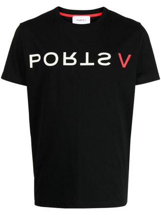 Ports V logo-print T-shirt - men - Cotton/Polyester - S - Black