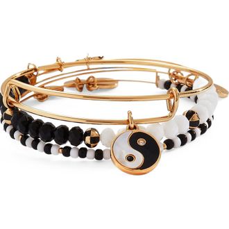 Alex and Ani Yin Yang Bangle Bracelet Set Of 3 in Gold at Nordstrom, Size Small