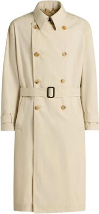 Kiton Technische Katoen Double-Breasted Trenchcoat - Heren - Trenchcoats - Beige - M - Katoen - Jassen