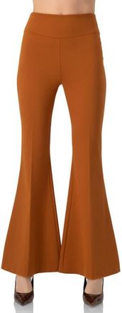 Ivonne Flared Trousers with Wide Waistband in Brown at Nordstrom, Size 14