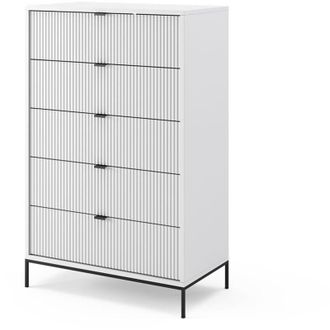 Vicco Cassettiera Eliza, Bianco, 76 x 120 cm con 5 cassetti