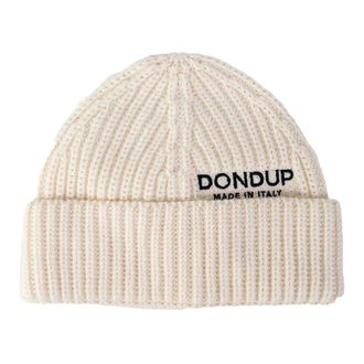 Dondup Beanies, male, Beige, Size: ONE SIZE Ribbed Wool Beanie