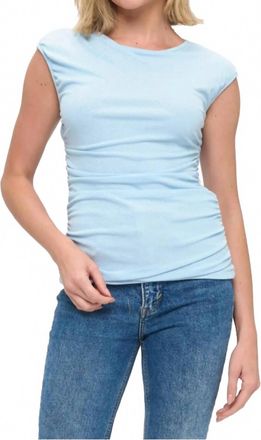 Ariella Ruched Short Sleeve Top In Baby Blue