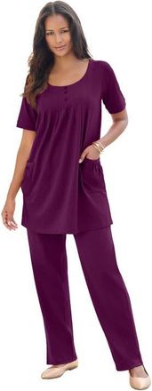 Roaman's Plus Size Two Pocket Soft Knit Swing Tunic in Dark Berry at Nordstrom, Size Medium
