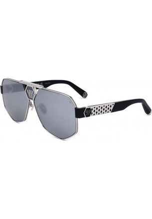 Philipp Plein Mens SPP107M-523X SPP107M 63 523X Sunglasses - Metallic - One Size